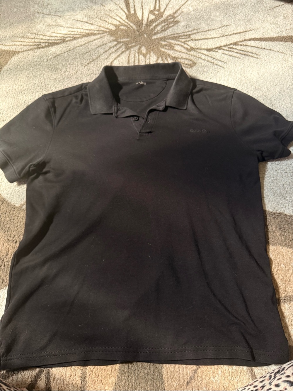 Calvin Klein Black Men's Polo with Tonal Logo